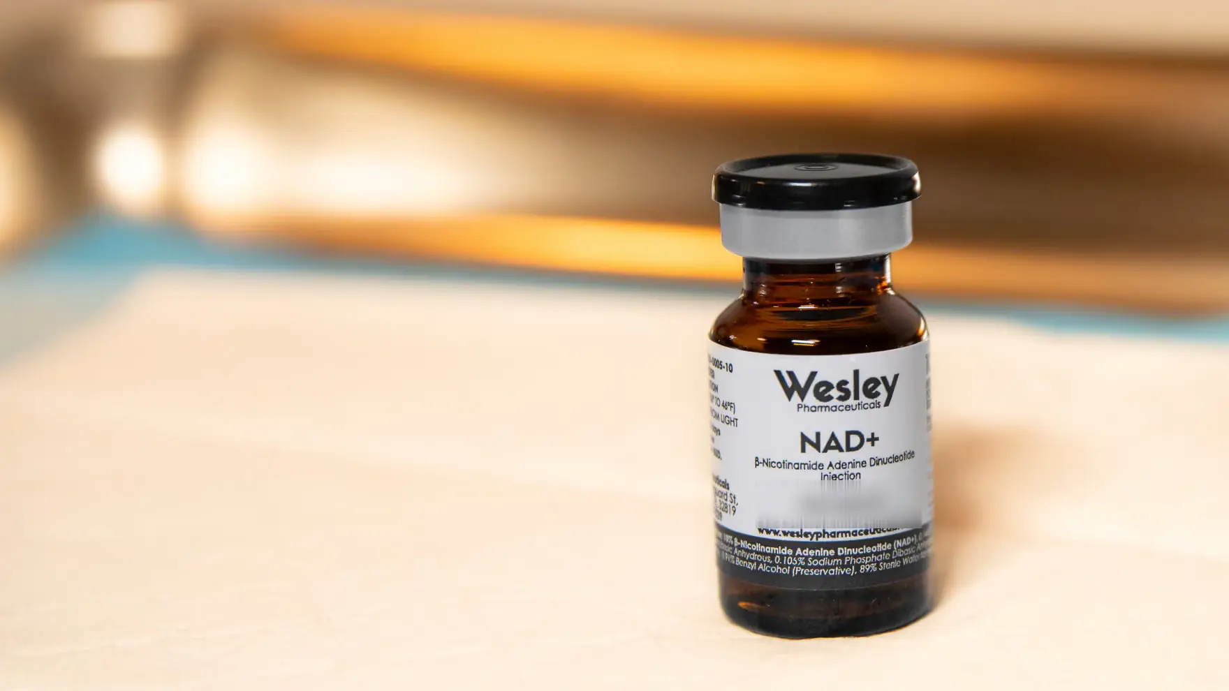 A vial of compounded NAD+ prepared for a session at Healing Advanced Solutions